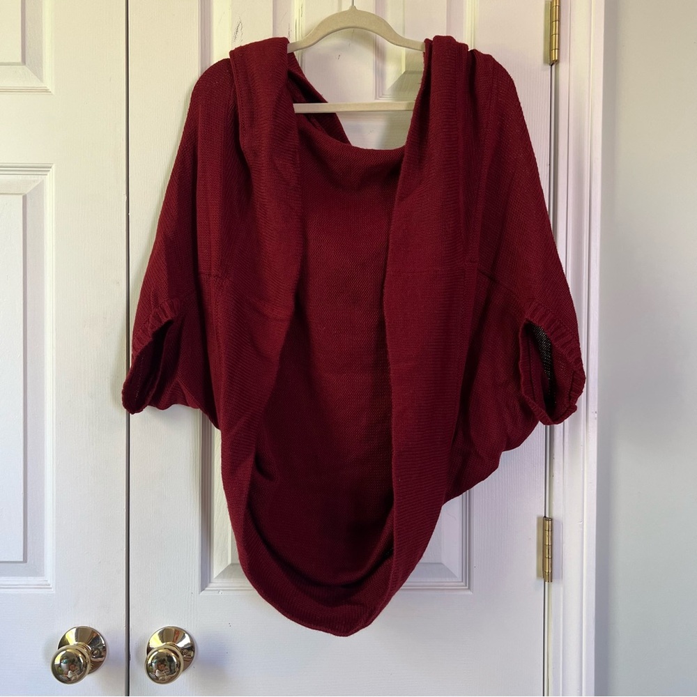 Do Everything in Love Deep Red Women's Poncho  Cardigan